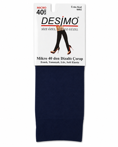 Micro 40 Denye Kadın Mikrofiber Orta Kalın Diz Altı Pantolon Çorabı – 12 Çift - Lacivert