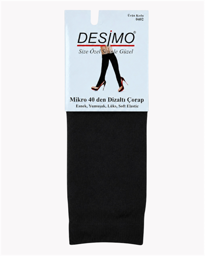 Micro 40 Denye Kadın Mikrofiber Orta Kalın Diz Altı Pantolon Çorabı – 12 Çift - Siyah (500)