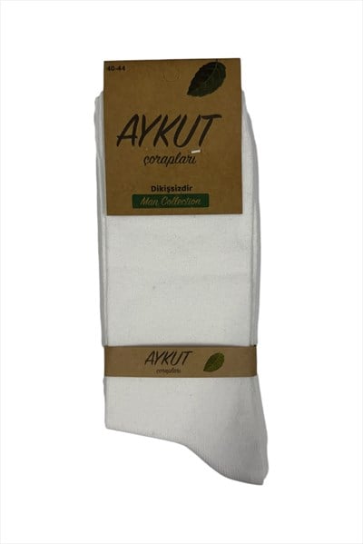Erkek Pamuklu Dikişsiz 4 Mevsim Soket Çorap – 12 Çift - BEYAZ