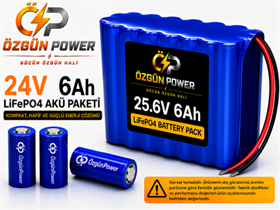 24 Volt 6Ah LiFePO4 Lityum Batarya