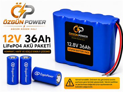12 Volt 36Ah LiFePO4 Lityum Batarya