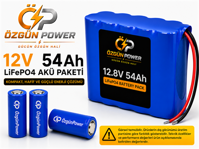 12 Volt 54Ah LiFePO4 Lityum Batarya