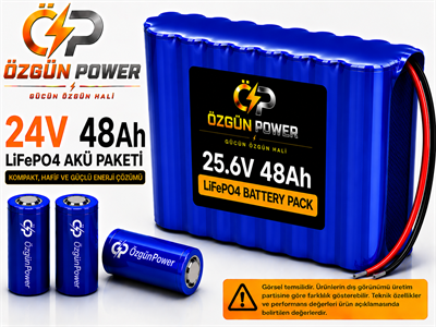 24 Volt 48Ah LiFePO4 Lityum Batarya