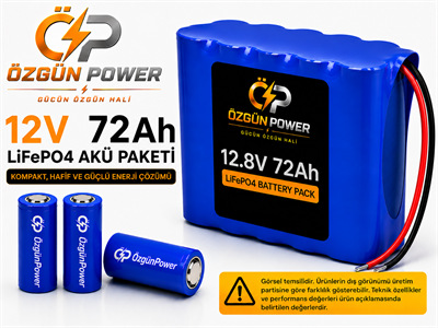 12 Volt 72Ah LiFePO4 Lityum Batarya