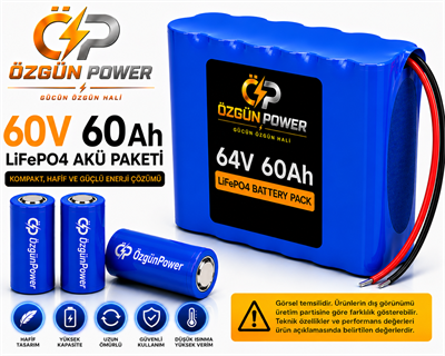 60 Volt 60Ah LiFePO4 Lityum Batarya