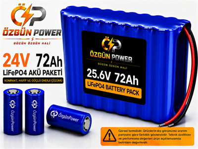24 Volt 72Ah LiFePO4 Lityum Batarya