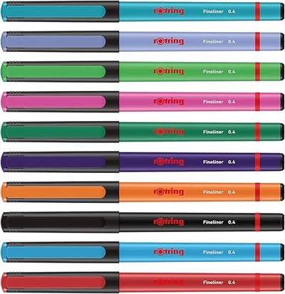 Rotring Fineliner, Keçe Uçlu Kalem, 10Lu Bls, Karışık