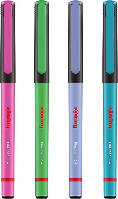 Rotring Fineliner, Keçe Uçlu Kalem,4Lü,Canlı Renk 0.4