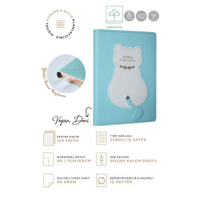 Victorias Journals Geçmeli Lastikli Defter A6 80 Gr. 96 Yp. Açık Mavi