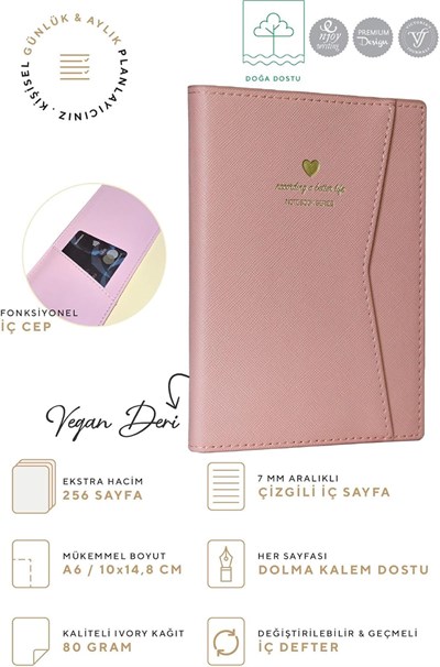 Victorias Journals Geçmeli Ve Cepli Defter A6 Ivory 80 Gr. 128 Yp. Pembe