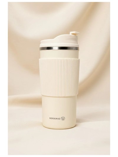 Korkmaz Freedom Plus Coffee Mug 480 ml – Paslanmaz Çelik Termo Kahve Kupası Beyaz