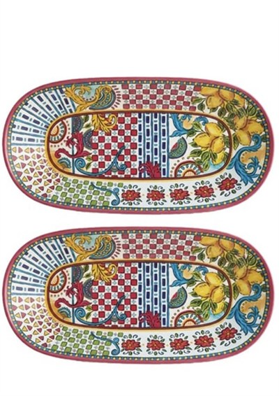 Lucky Art Lemozia Melamin 2'li Baton Sunum Tabağı - 43 cm LYBF 027