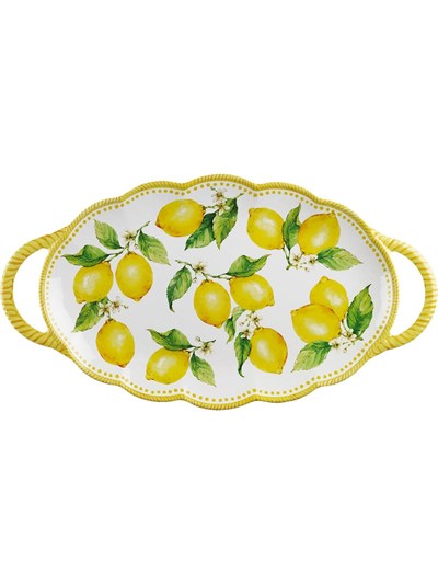 Lucky Art Limora Melamin 48 cm Kulplu Oval Tepsi