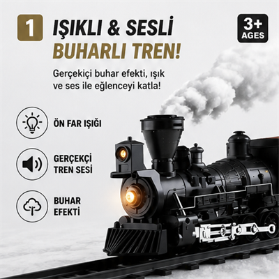  Işıklı ve Sesli Classic Buharlı Tren