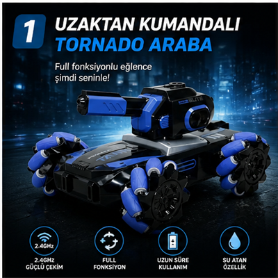  Uzaktan Kumandalı Full Fonksiyon 2.4g Su Atan Şarjlı Tornado Araba