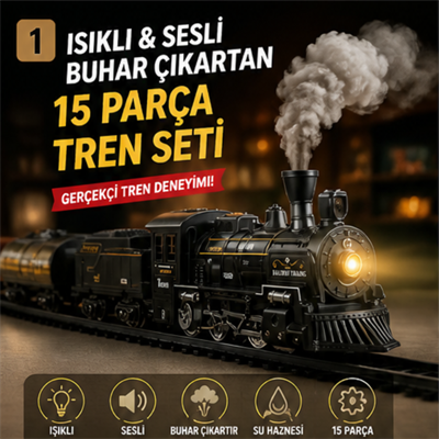 15 Parça Buharlı Tren Seti