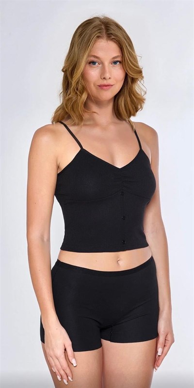 STRECH COTTON PEDLİ İP ASKILI CROP