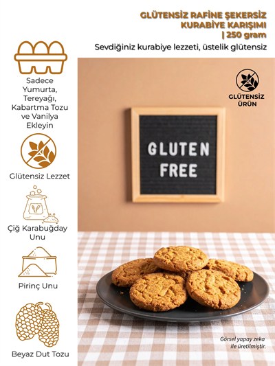 Glutensiz Rafine Şekersiz Kurabiye Karışımı | 250 gr