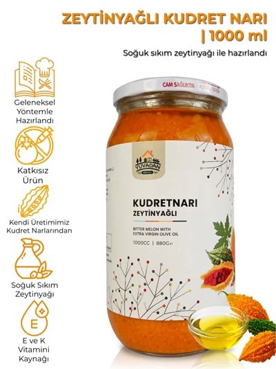 Zeytinyağlı Kudret Narı | 1000 ml | soğuk sıkım sızma zeytinyağı ile hazırlandı