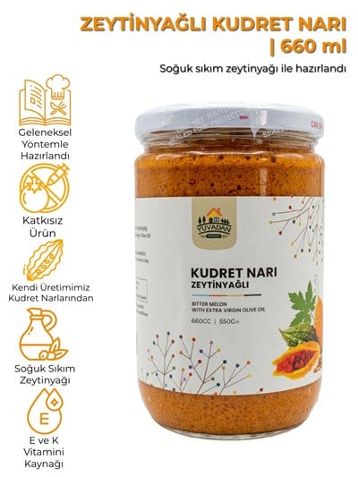 Zeytinyağlı Kudret Narı | 660 ml | soğuk sıkım sızma zeytinyağı ile hazırlandı