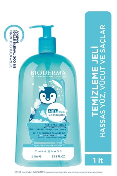 ABCDerm Foaming Cleanser Yenidoğan, Bebek, Çocuk Hassas Ciltler Yüz, Saç, Vücut Temizleme Jeli 1 L