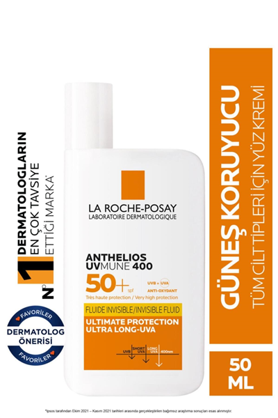 Anthelios Uvmune Fluid SPF+50 Tüm Ciltler İçin Yüksek Korumalı Yüz Güneş Kremi