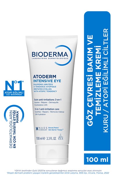 Atoderm Intensive Eye Kuru, Atopi Eğilimli Cilt Hyalüronik Asit İçeren Nemlendirici Göz Kremi 100ml