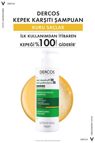 Dercos Anti Dandruff Kuru Saçlar için Kepek Karşıtı Şampuan 390 ml