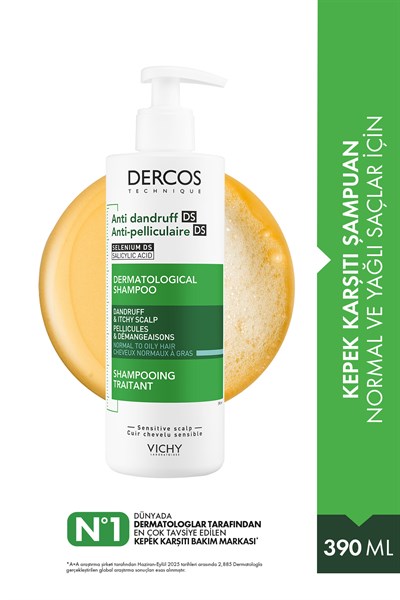Dercos Anti Dandruff Normal ve Yağlı Saçlar İçin Kepek Karşıtı Şampuan 390 ml
