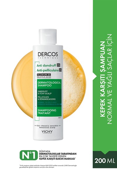 Dercos Anti-Dandruff Şampuan Kepek Karşıtı Normal ve Yağlı Saçlar İçin 200 ml