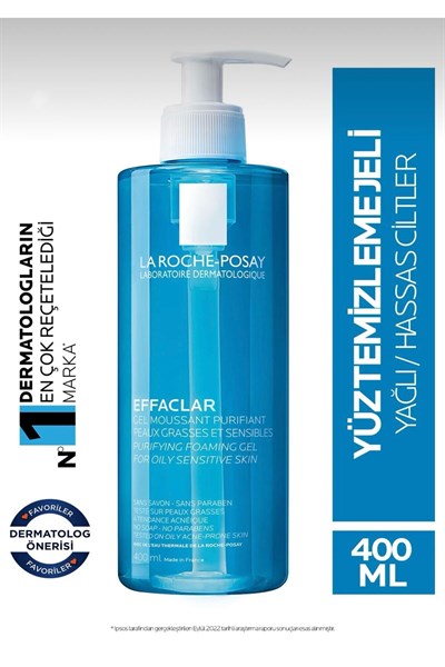 Effaclar Jel Yağlı/Akneye Eğilim Gösteren Ciltler Için Yüz Temizleme Jeli 400 ml 3337872411991
