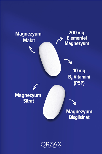 ExtraMag Üçlü Kombinasyon Magnezyum 200 mg Takviye Edici Gıda 60 Tablet