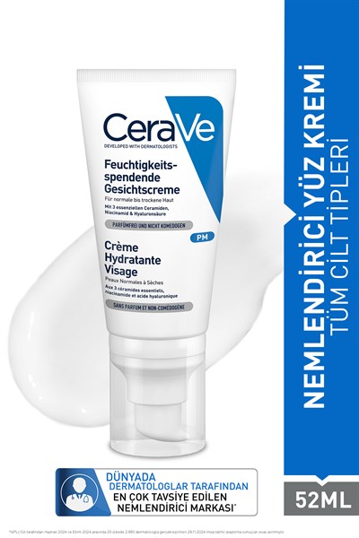 Hyalüronik Asit & Seramid İçerikli Normal ve Kuruya Dönük Ciltler İçin Nemlendirici Yüz Kremi 52 ML
