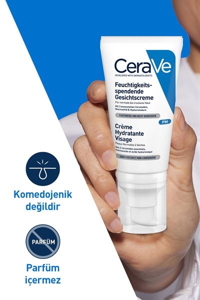 Hyalüronik Asit & Seramid İçerikli Normal ve Kuruya Dönük Ciltler İçin Nemlendirici Yüz Kremi 52 ML