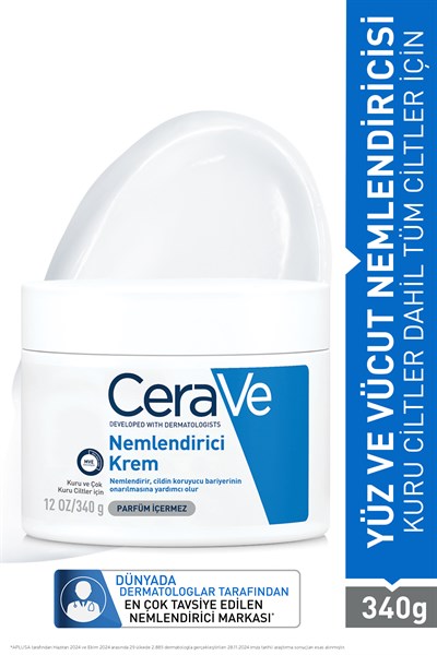 Kuru Ciltler için Seramid & Hyalüronik Asit İçeren Nemlendirici Yüz ve Vücut Kremi 340gr