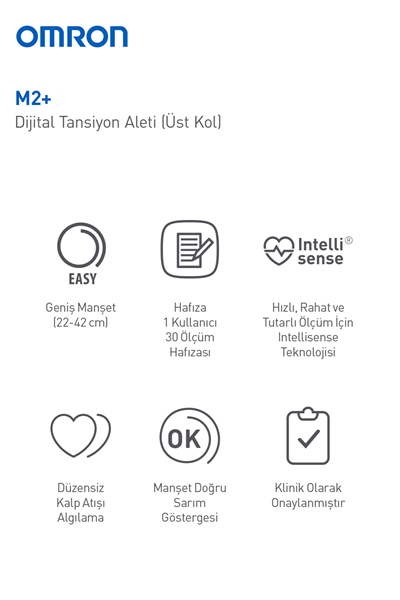 M2+ Geniş Manşetli Üst Koldan Pilli Dijital Tansiyon Aleti – 30 Ölçüm Hafızalı, 5 Yıl Garantili