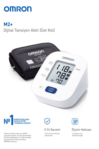 M2+ Geniş Manşetli Üst Koldan Pilli Dijital Tansiyon Aleti – 30 Ölçüm Hafızalı, 5 Yıl Garantili
