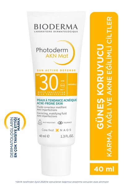 Photoderm AKN Mat SPF30 Yağlı Akne Eğilimli Ciltler Sivilce Karşıtı Güneş Kremi 40 ML