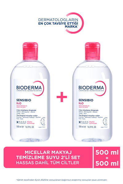 Sensibio H2O Micellar Makyaj Temizleme Suyu 2li Set Hassas ve Tüm Ciltler Yüz ve Göz Çevresi 500ml