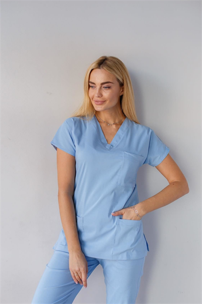 Likralı Scrubs Takım Mavi