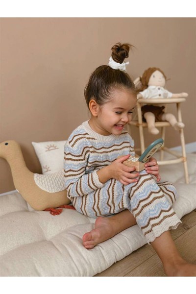 Neo Kids Kız Çocuk Zigzag Desenli Triko 2’li Takım