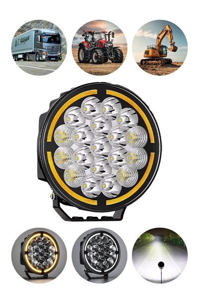 100W 9 İnç Yuvarlak Tır Off Road Çakar Modlu Angel Mercekli Aydınlatma Ledi Çalışma Lambası Demir Döküm Siyah Renk