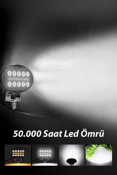 2 Adet 20W 10 LED Oval Off Road Sarı Çakar Modlu Aydınlatma Ledi Çalışma Lambası Demir Döküm Siyah Renk