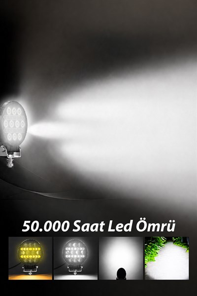 2 Adet 20W 10 LED Yuvarlak Off Road Sarı Çakar Modlu Aydınlatma Ledi Çalışma Lambası Demir Döküm Siyah Renk