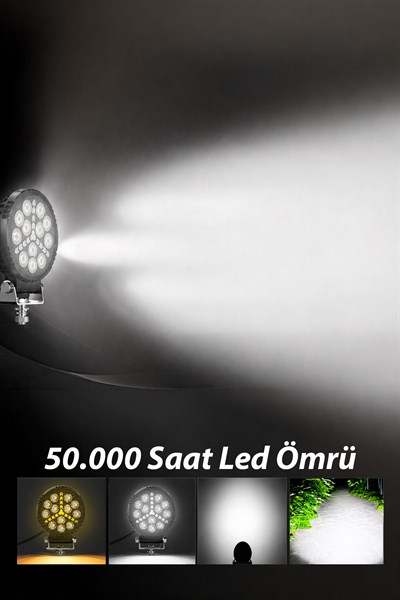 2 Adet 20W 12 LED Yuvarlak Y Desenli Off Road Çakar Modlu Aydınlatma Ledi Çalışma Lambası Demir Döküm Siyah Renk