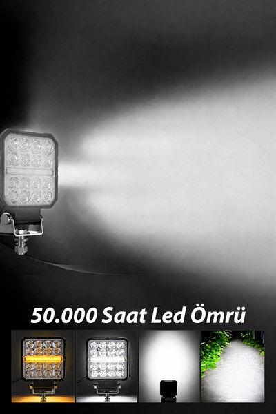 2 Adet 20W 19 LED Kare 11 Cm Off Road Çakar Modlu Aydınlatma Ledi Çalışma Lambası Demir Döküm Siyah Renk