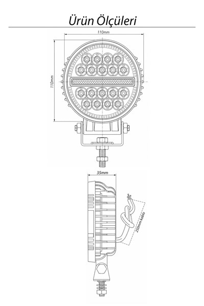 2 Adet 20W 18 LED Yuvarlak Off Road Çakar Modlu Aydınlatma Ledi Çalışma Lambası Demir Döküm Siyah Renk