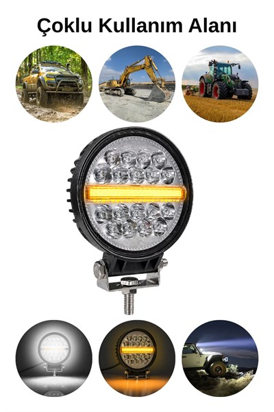 2 Adet 20W 18 LED Yuvarlak Off Road Çakar Modlu Aydınlatma Ledi Çalışma Lambası Demir Döküm Siyah Renk