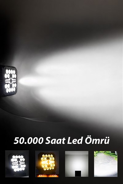 2 Adet 20W 18 Mercek LED Kare Off Road Beyaz Aydınlatma Sarı Çakar Modlu Çalışma Lambası 12V-24V Demir Döküm Siyah Renk