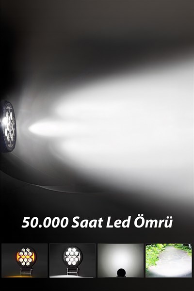 2 Adet 20W 8 Mercek LED Yuvarlak Off Road Beyaz Aydınlatma Sarı Çakar Modlu Çalışma Lambası 12V-24V Demir Döküm Siyah Renk